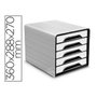 Cep Fichero de sobremesa de 5 cajones blanco/negro 360x288x270 mm
