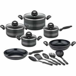 GSW Milano Nero Batería de cocina de 15 piezas en Negro