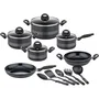 GSW GSW4005643158800 Batería de Cocina MILANO NERO, 15 Piezas, Aluminio Macizo, Negro, Inducción
