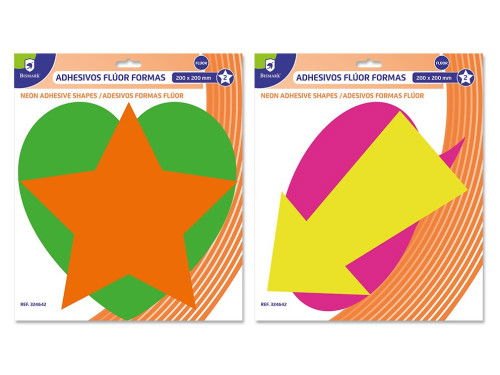 Bismark 324642 Adhesivos Formas Fluorescentes Pack 2 Colores Autoadhesivos