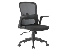 Q-connect Silla giratoria de oficina regulable en altura, asiento tapizado y respaldo de malla, color negro