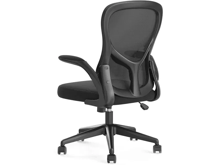 Q-connect Silla giratoria de oficina regulable en altura, asiento tapizado y respaldo de malla, color negro