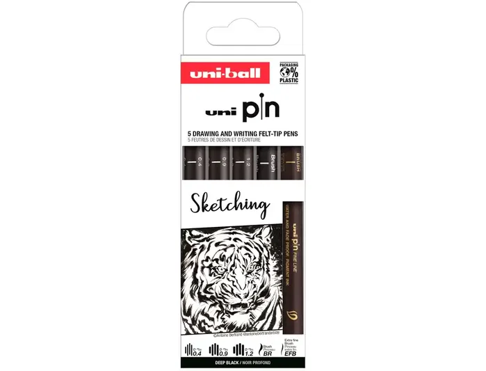 Uniball Set de 5 Rotuladores PIN Sketching Negro Uniball Set de 5 Rotuladores PIN Sketching Negro