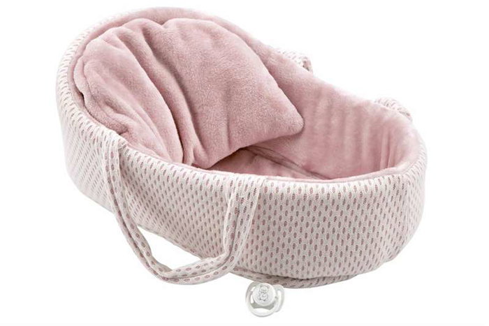 Muñecas Arias Muñeca Elegance Andie Rosa 40 cm con Capazo, Mecanismo de Llanto Try Me, Incluye Pilas, Edad 3+