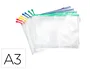 Djois Bolsa Multiusos con Cremallera DIN A3, Pack 8 Unidades, Colores Surtidos