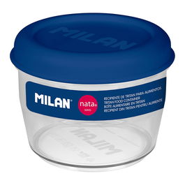 Milan Fiambrera Hermética Redonda Nata® 624 Azul 500 ml Tritán Libre de BPA Apta Microondas Congelador Lavavajillas
