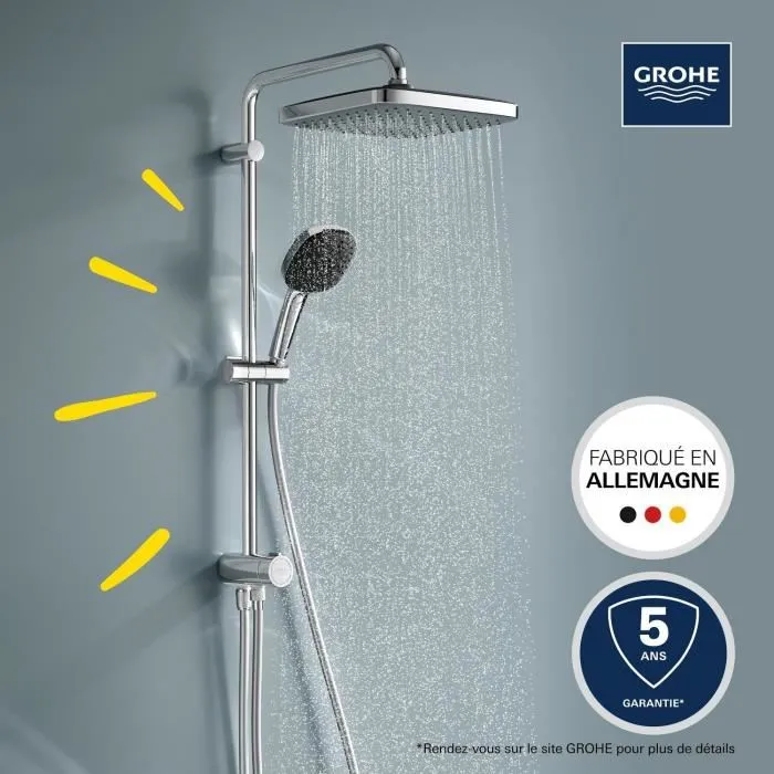 Grohe Columna de Ducha Vitalio Comfort 250 con Desviador Manual Cromo 26698001 - Ahorro de Agua