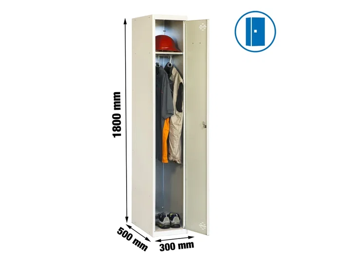 Simonrack Taquilla metálica 1 puerta con cerradura, respiradero, etiquetero gris/gris 1800x500x300 mm