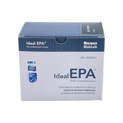 IDEAL OMEGA Aceite de Pescado Omega 3 EPA Ultra Purificado 1250mg, 60 Cápsulas - Salud Cerebral y Cardiovascular