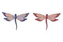 DKD Home Decor Decoración de Pared de Libélula en Metal y Cristal, Surtido de 2 Colores