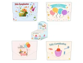 Arguval Billetero de Felicitación Cierre Cumpleaños en Plata - Diseños Surtidos 11x8,5 cm