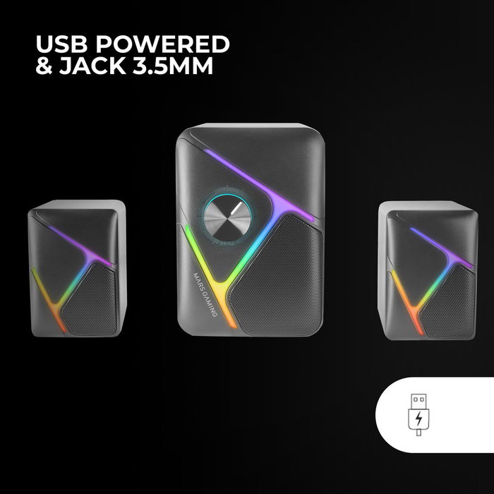 Mars Gaming MS-H21 Altavoces Gaming 2.1 RGB Negro