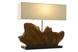 DKD Home Decor Lámpara de Sobremesa de Teca y Hierro 60x20x55 cm