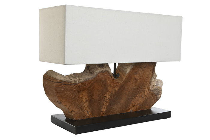 DKD Home Decor Lámpara de Sobremesa de Teca y Hierro 60x20x55 cm