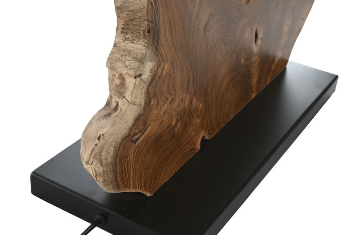 DKD Home Decor Lámpara de Sobremesa de Teca y Hierro 60x20x55 cm
