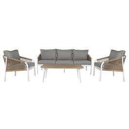 DKD Home Decor Sofá Terraza y Jardín Gris Claro Natural 189 x 73 x 84 cm Set de 4