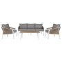 DKD Home Decor Sofá Terraza y Jardín Gris Claro Natural 189 x 73 x 84 cm Set de 4