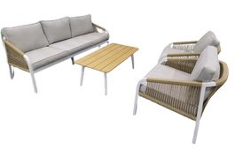 DKD Home Decor Sofá Terraza y Jardín Gris Claro Natural 189 x 73 x 84 cm Set de 4