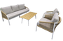 DKD Home Decor Conjunto de Sofá de 4 Piezas en Aluminio y Poliéster Gris Claro