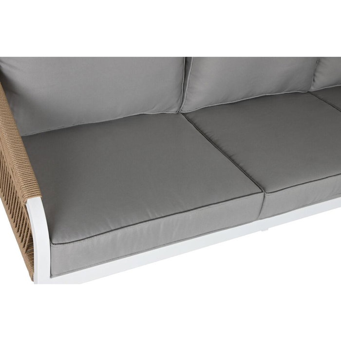 DKD Home Decor Sofá Terraza y Jardín Gris Claro Natural 189 x 73 x 84 cm Set de 4