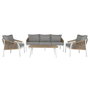 DKD Home Decor Conjunto de Sofá de 4 Piezas en Aluminio y Poliéster Gris Claro