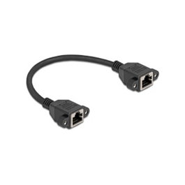 DeLOCK 90782 Cable de extensión de red Cat6a S/FTP RJ45 hembra a RJ45 hembra, 0,25 m, Negro