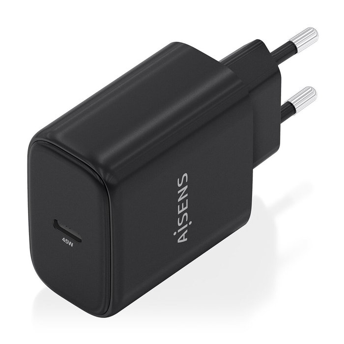 AISENS Cargador GaN 45W con 1xUSB-C PD3.0, Negro