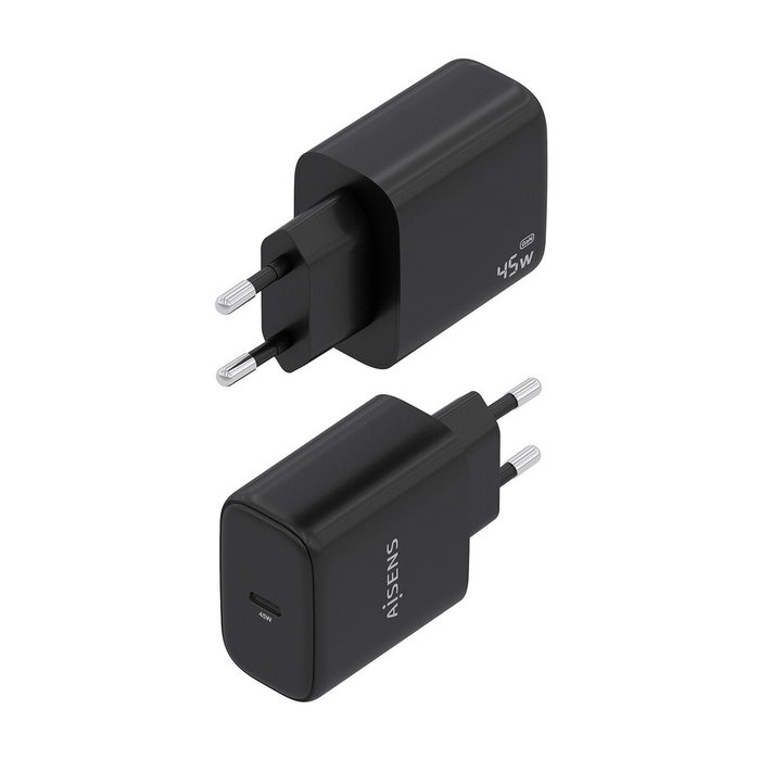 AISENS Cargador GaN 45W con 1xUSB-C PD3.0, Negro