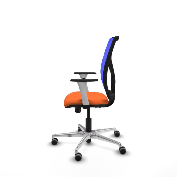 PIQUERAS Y CRESPO Silla de oficina Motilla con mecanismo Sincro, Tela Naranja y Malla Azul