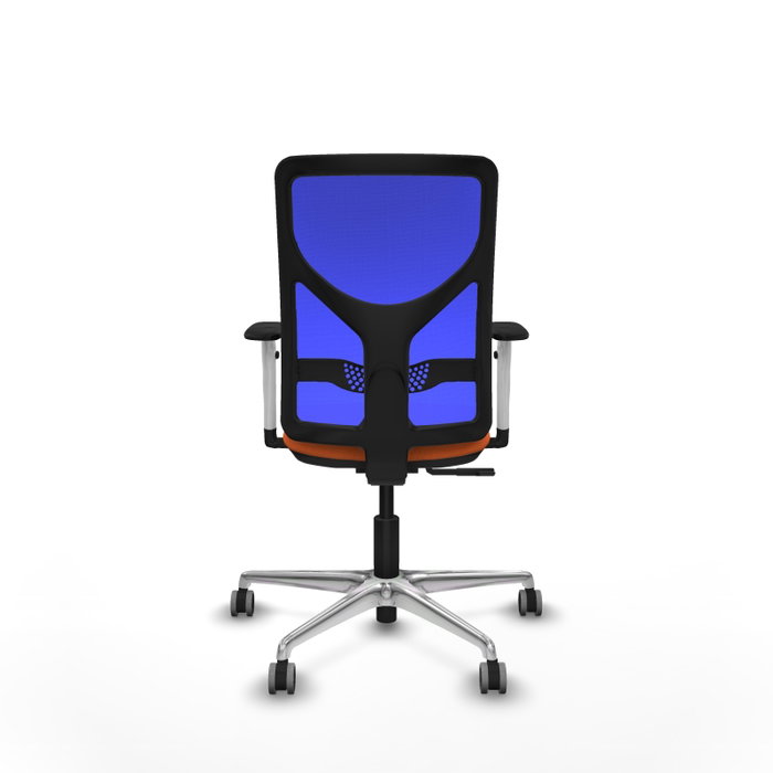 PIQUERAS Y CRESPO Silla de oficina Motilla con mecanismo Sincro, Tela Naranja y Malla Azul