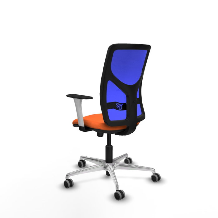 PIQUERAS Y CRESPO Silla de oficina Motilla con mecanismo Sincro, Tela Naranja y Malla Azul