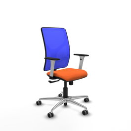 PIQUERAS Y CRESPO Silla de oficina Motilla con mecanismo Sincro, Tela Naranja y Malla Azul