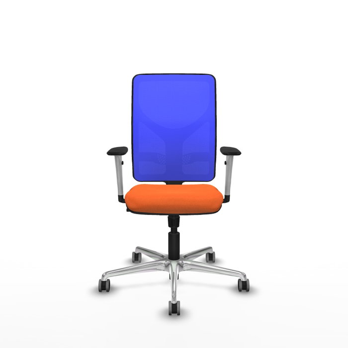 PIQUERAS Y CRESPO Silla de oficina Motilla con mecanismo Sincro, Tela Naranja y Malla Azul