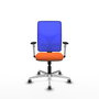 PIQUERAS Y CRESPO Silla de oficina Motilla con mecanismo Sincro, Tela Naranja y Malla Azul