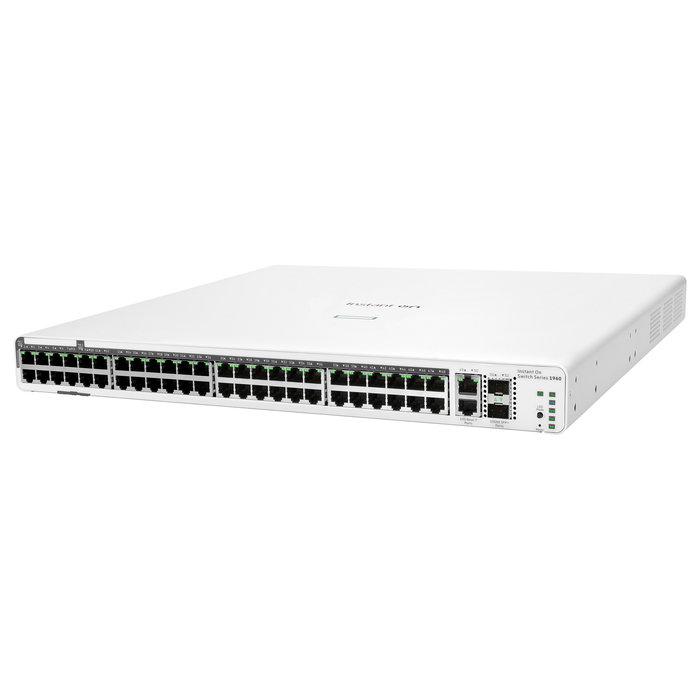 HP Enterprise Aruba Instant On 1960 Switch Gestionado L2+, 48 Puertos Gigabit PoE, 2 Puertos 10G Cobre 2x SFP+, 600W, Montaje Rack 1U - JL977A