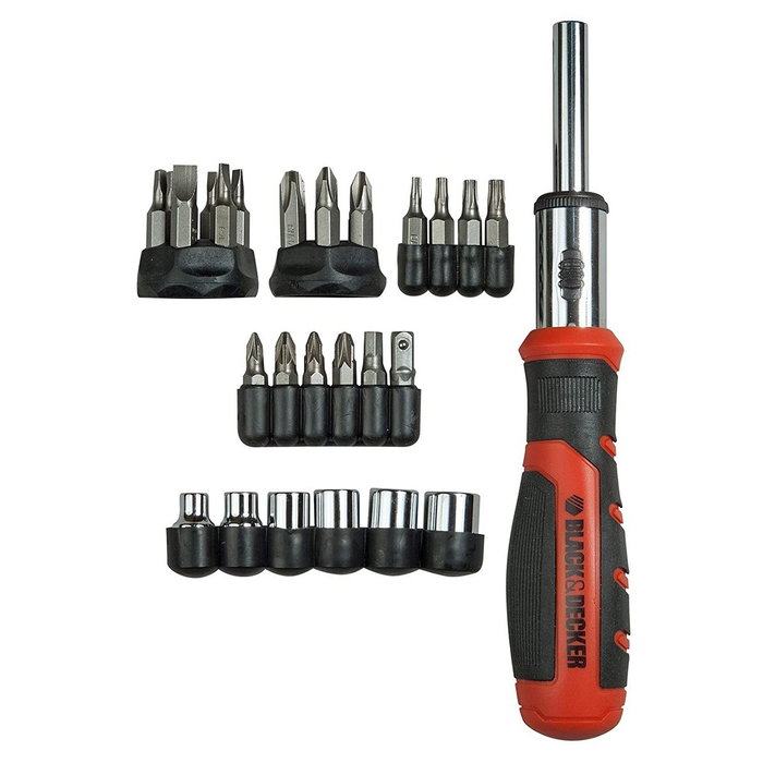 Black+Decker Juego multipuntas con carraca 29 piezas