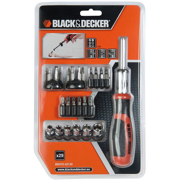 Black+Decker Juego multipuntas con carraca 29 piezas