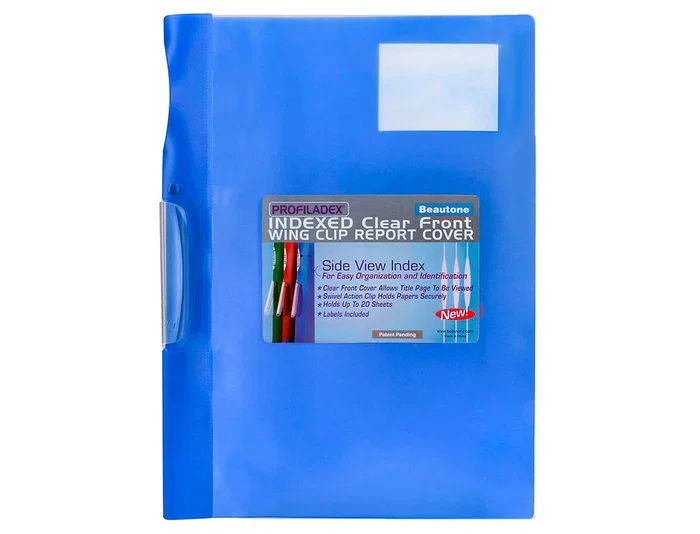 Beautone Carpeta dossier con pinza lateral azul A4, pack de 10