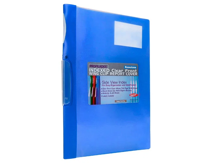 Beautone Carpeta dossier con pinza lateral azul A4, pack de 10