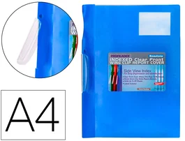 Beautone Carpeta dossier con pinza lateral azul A4, pack de 10