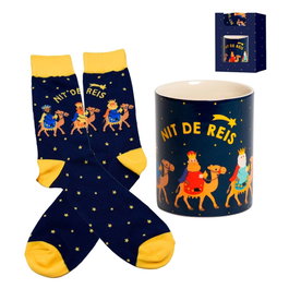 Funny Xmas Set de Regalo Taza y Calcetines Nit de reis Unisex