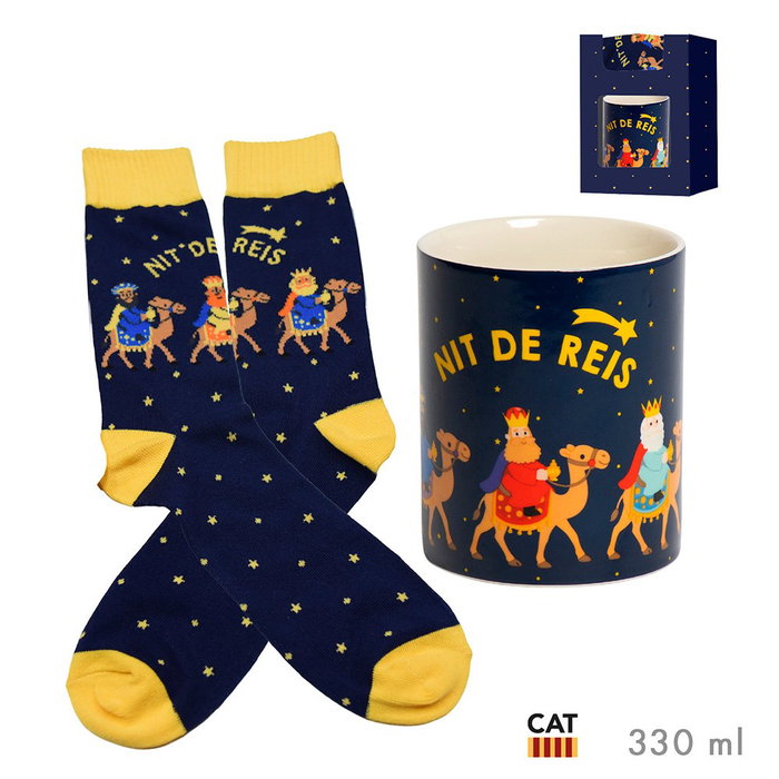 Funny Xmas Taza con calcetines en caja de regalo modelo Reis cat Funny Xmas Taza con calcetines en caja de regalo modelo Reis cat