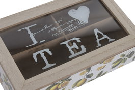 DKD Home Decor Caja para Infusiones MDF y Cristal Limones 24x14x7 cm