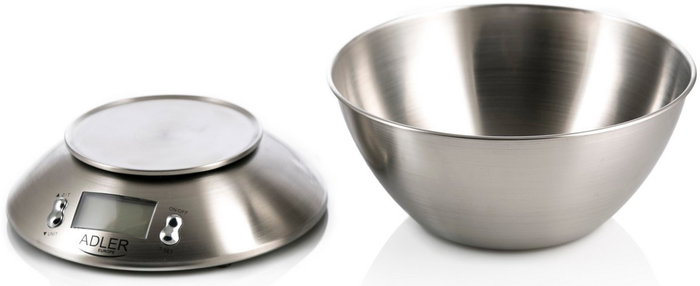 Adler Báscula de cocina digital con bol de 2 l, inoxidable, Ad3134, máx. 5 kg Adler Báscula de cocina digital con bol de 2 l, inoxidable, Ad3134, máx. 5 kg