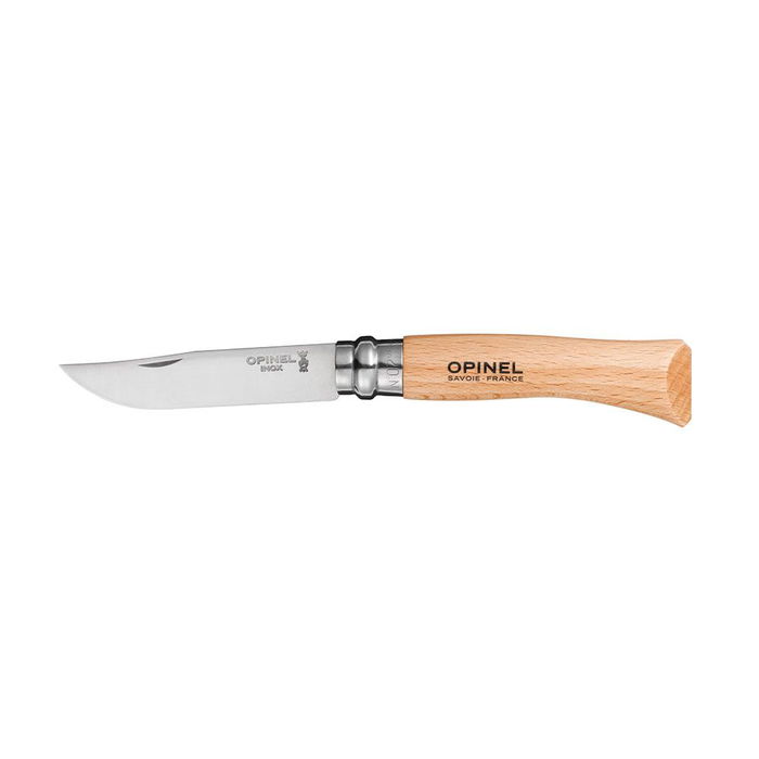 Opinel Navaja N° 7 Acero Inoxidable Hoja 8 cm Mango Haya Barniz Transparente