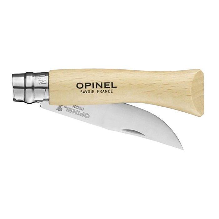 Opinel Navaja N° 7 Acero Inoxidable Hoja 8 cm Mango Haya Barniz Transparente