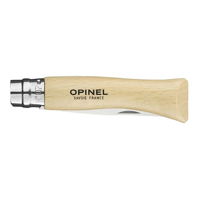 Opinel Navaja N° 7 Acero Inoxidable Hoja 8 cm Mango Haya Barniz Transparente