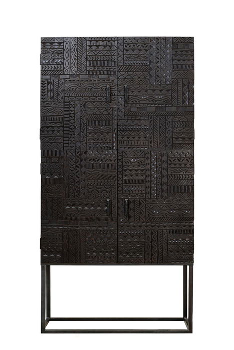 Giner y Colomer Vitrina Madera de Mango y Patas de Metal Nogal Oscuro 176x90x40 cm Giner y Colomer Vitrina Madera de Mango y Patas de Metal Nogal Oscuro 176x90x40 cm