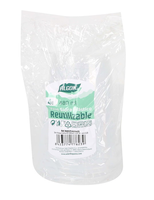 Algon Set 4 Vaso Sidra PP 480ml (50 Unidades)