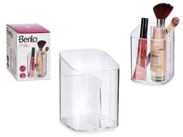 Berilo Organizador Cuadrado Alto 3 Huecos Transparente Plástico 8.3x11.5x8.3 cm (Set de 12)